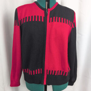 Vintage USA Made Ladies' Zip Up Colorblock Sweater
